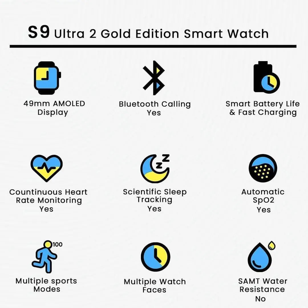 S-9 Ultra 2 Smartwatch - with 2 straps HIGH GADGERS